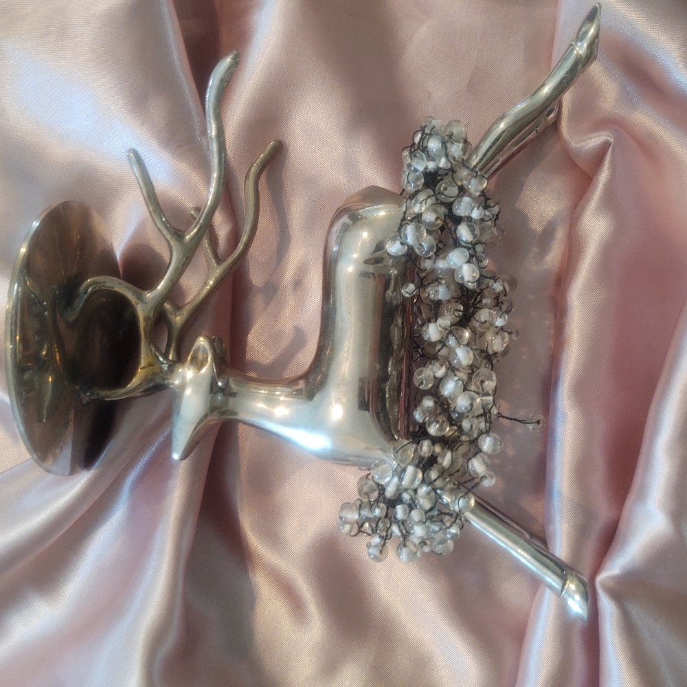 Silver 🩶 Metal DeeR + BeaD•ed Garland Trimming~`•